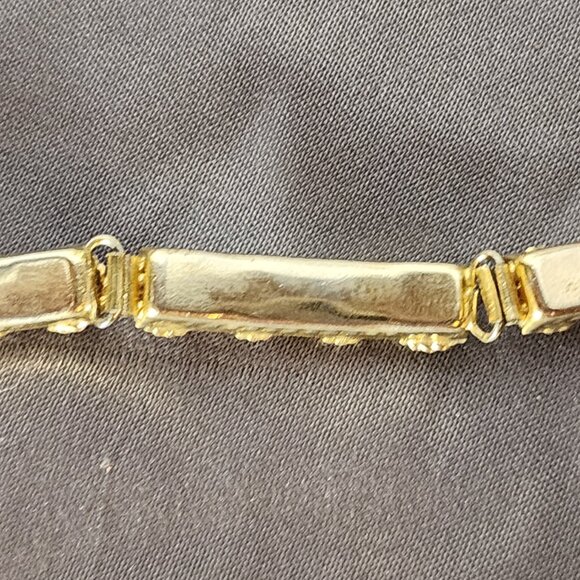 Unsigned Vintage Gold Tone Italian Micro Mosaic Five Link Hinged Floral Bracelet - Picture 14 of 16